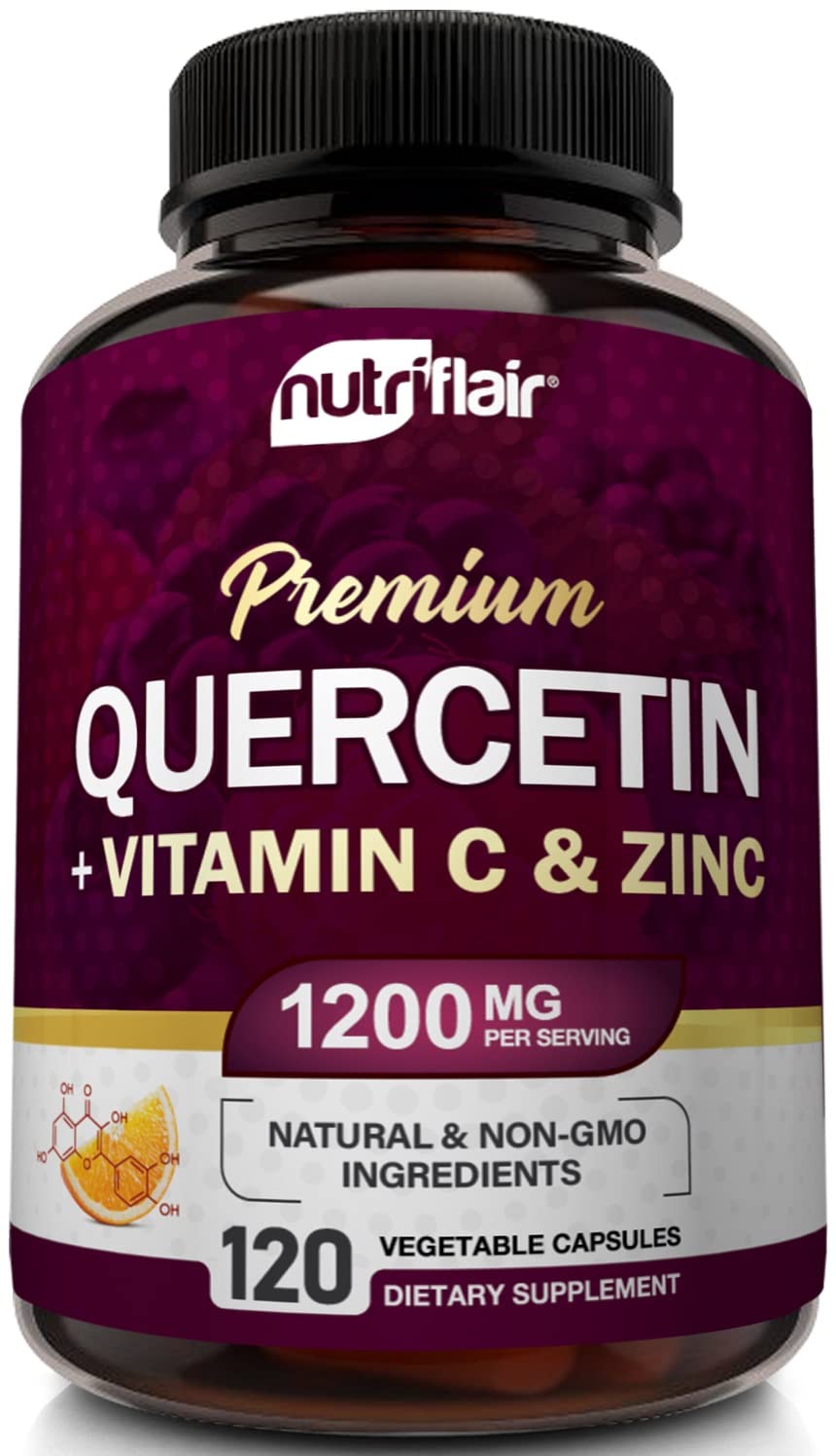 NutriFlair Quercetin 1200mg with Vitamin C and Zinc - 120 Capsules