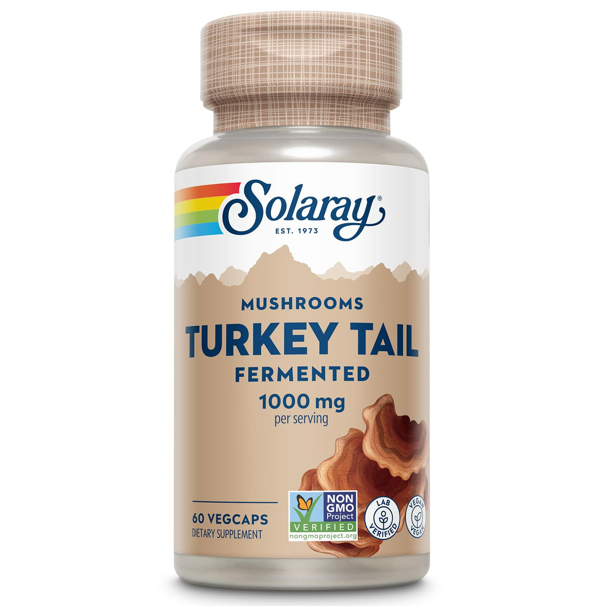 SOLARAY Fermented Turkey Tail Mushroom - 60 Vegetarian Capsules