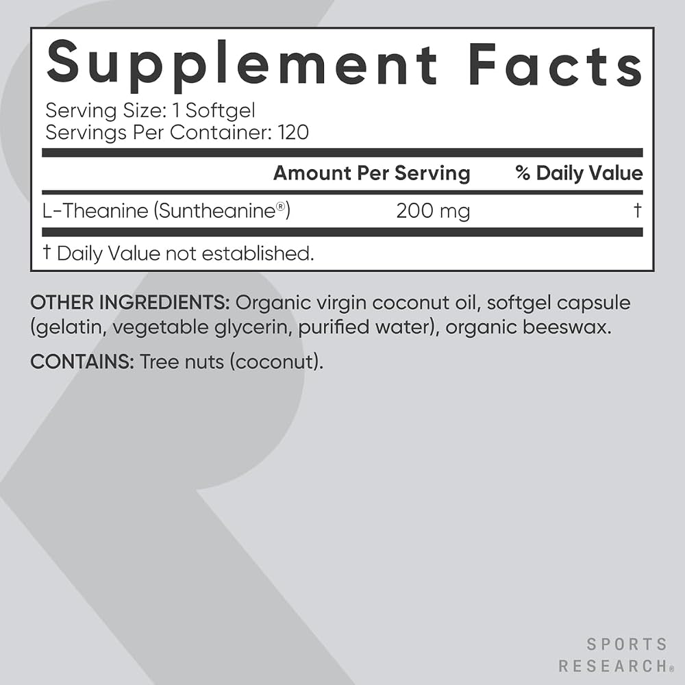 Sports Research L-Theanine 200mg with Suntheanine - 120 Softgels - image 5