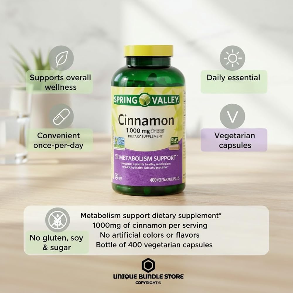 Unique Bundle Cinnamon 1000 mg Metabolism Support - 400 Vegetarian Capsules - image 3