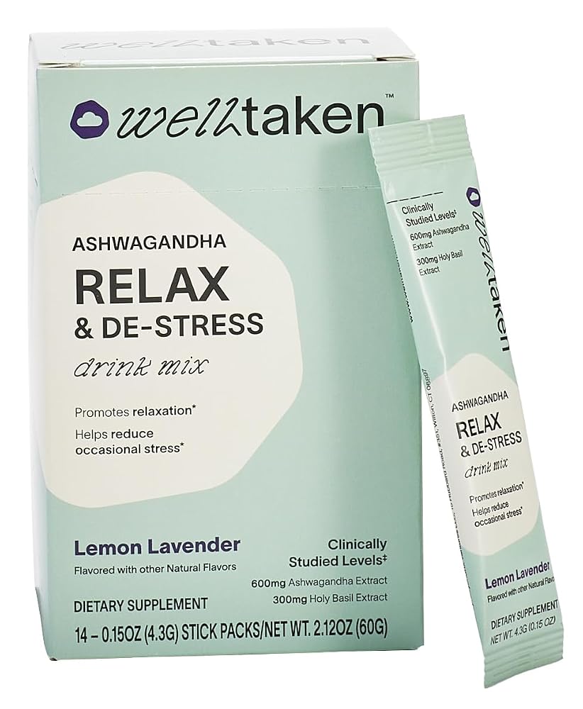 WellTaken Ashwagandha Relax & De-Stress Powder Lemon Lavender - 14 Servings