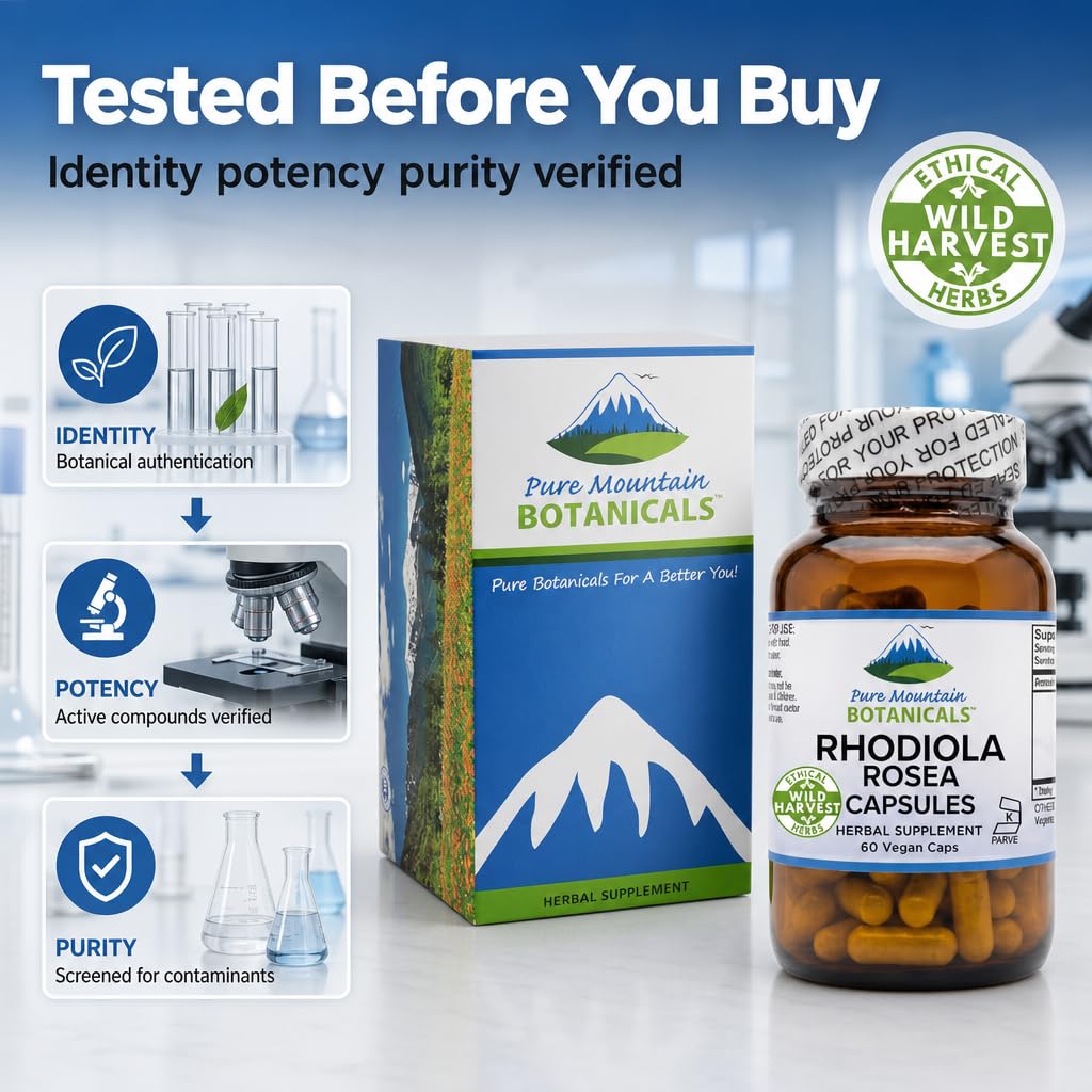 Pure Mountain Botanicals Rhodiola Rosea 250mg - 60 Vegetarian Capsules - image 4