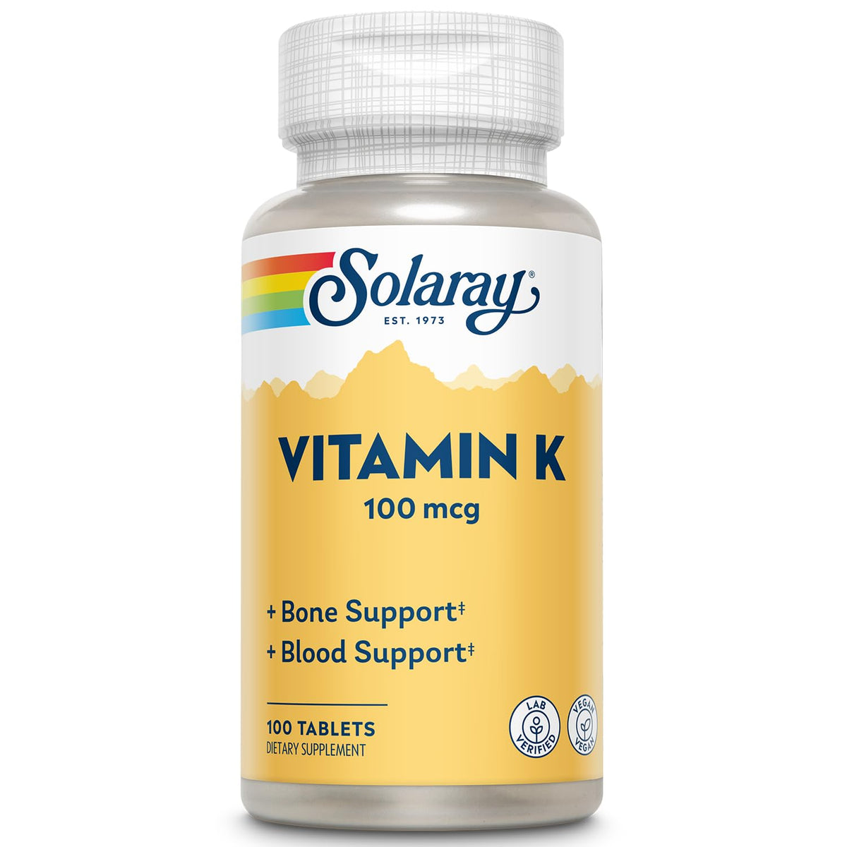 SOLARAY Vitamin K1 Supplement for Men & Women - 100 Tablets