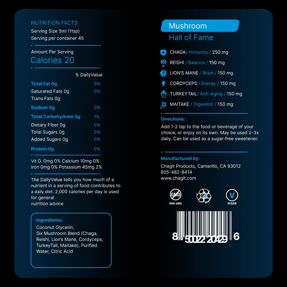 Chagit SLX Six Mushroom Blend Full-Spectrum Liquid Extract - 225 ml - image 5