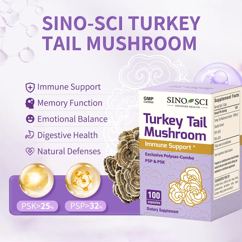 Sino-Sci Turkey Tail Mushroom PSK & PSP - 100 Capsules - image 3