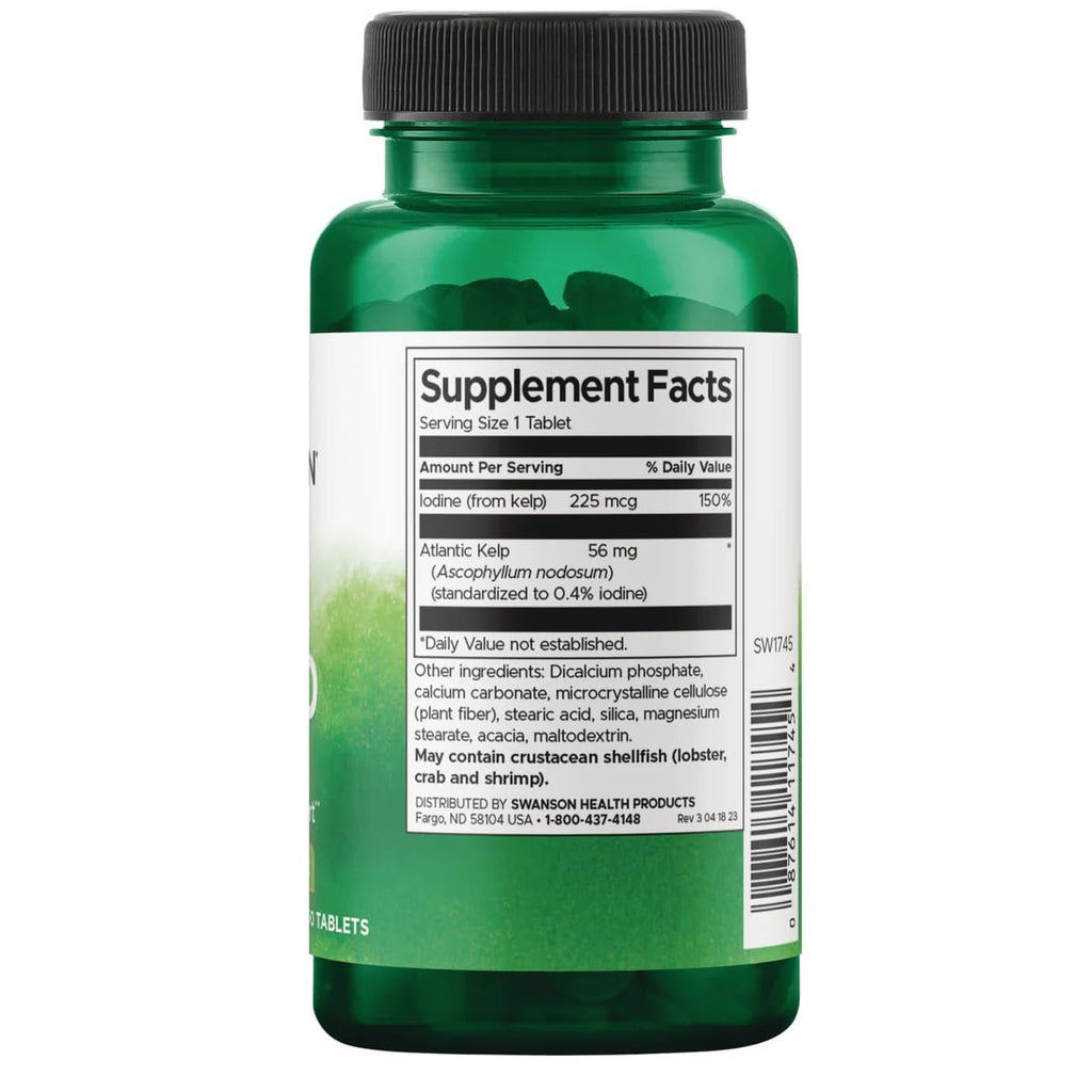Swanson Kelp Natural Iodine Source 225 mcg - 250 Tablets - image 2