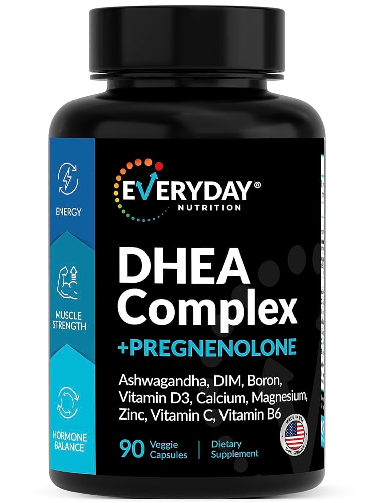 EVERYDAY NUTRITION DHEA 200mg Pregnenolone Supplement - 90 Capsules