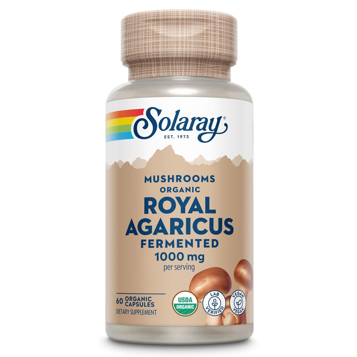 SOLARAY Fermented Royal Agaricus Mushroom 500 mg - 60 Vegetarian Capsules
