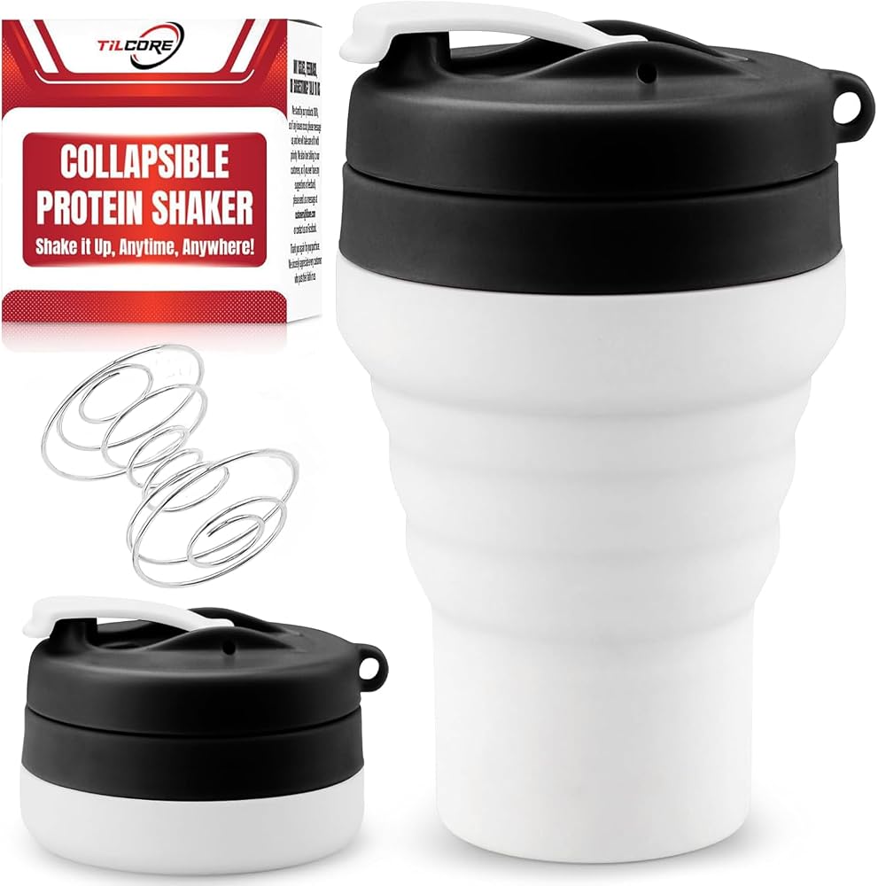 Tilcore Protein Shaker Bottle Collapsible - Food-Grade