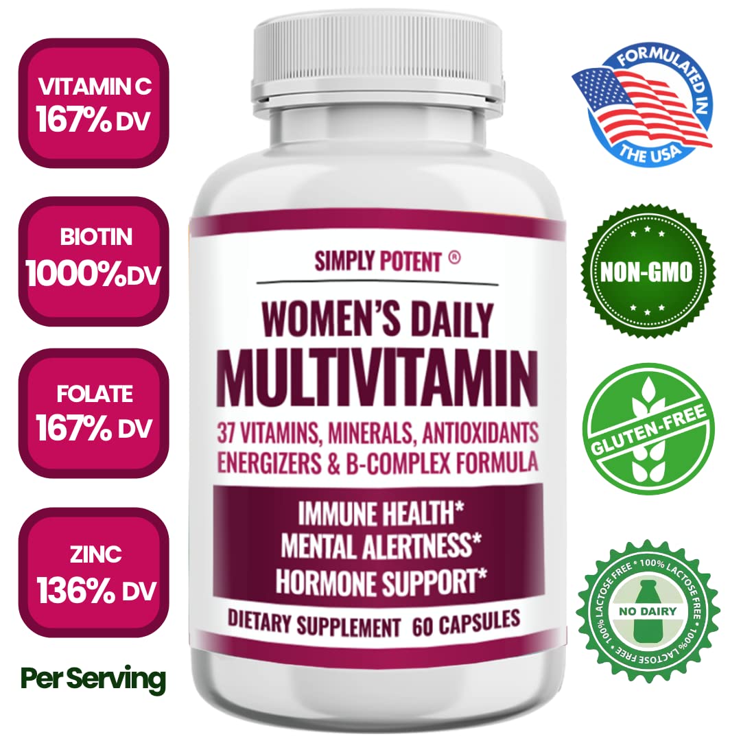 Simply Potent Women's Multivitamin with Biotin & Green Tea - 60 Capsules - image 2