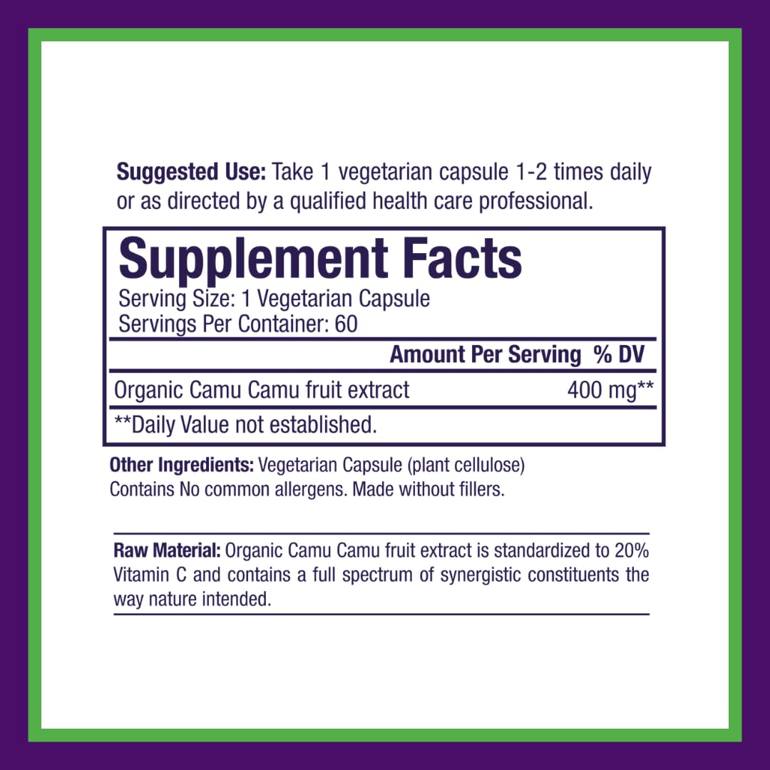 Paradise Herbs Organic Camu Camu Extract 400 mg - 60 Capsules - image 4