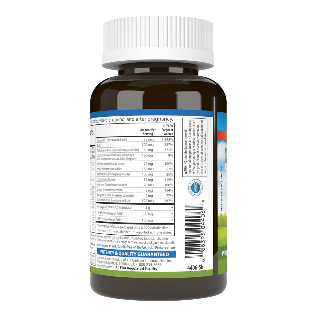 Carlson Prenatal Multiple with DHA & Vitamin D3 - 60 Softgels - image 3