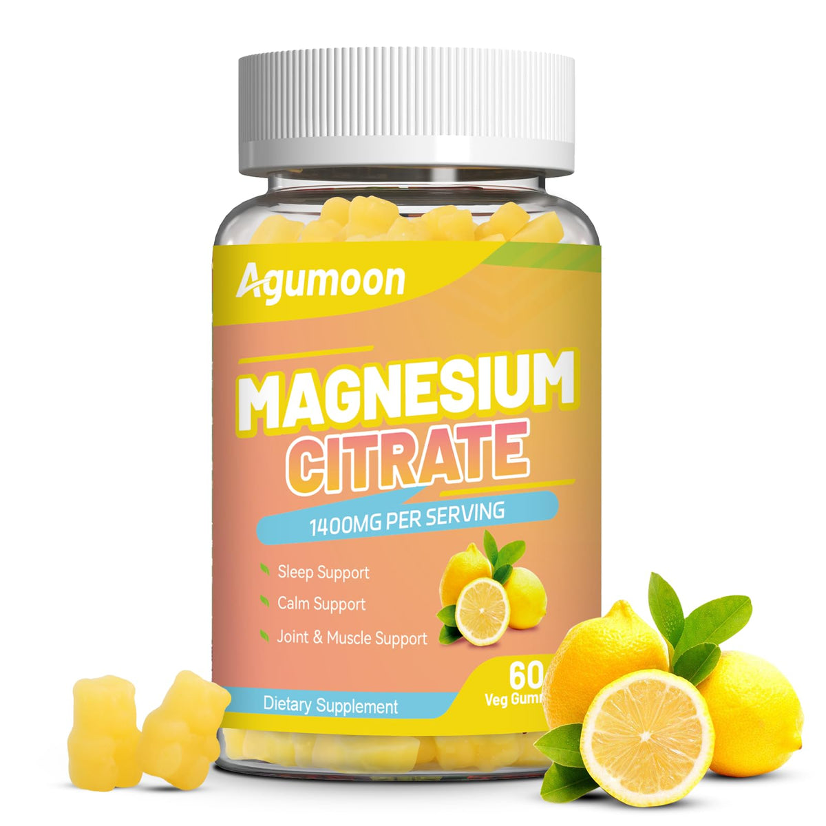 Agumoon Magnesium Citrate Gummies 1400mg - 60 Count