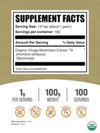 BulkSupplements Organic Chaga Mushroom Extract Powder - 100g - image 2
