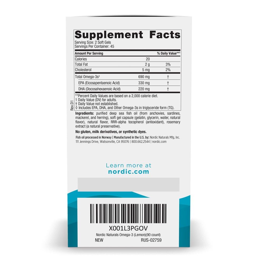 Nordic Naturals Omega-3 Fish Oil 690mg EPA & DHA - 90 Softgels - image 2