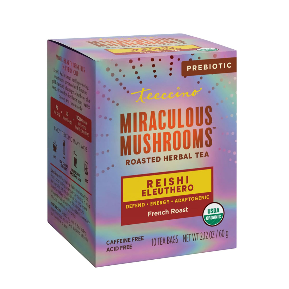 Teeccino Reishi Eleuthero Tea French Roast - 10 Tea Bags