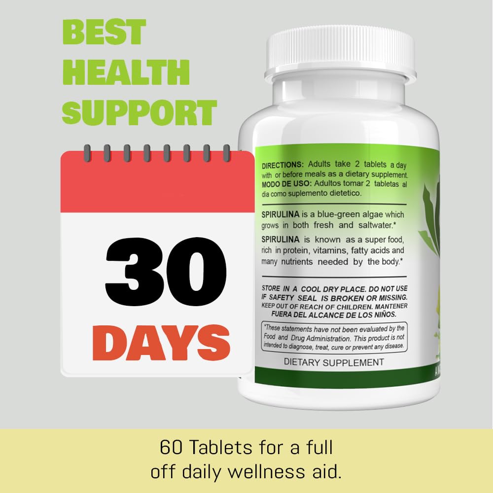 Sunshine Naturals Spirulina. 60 Tabs