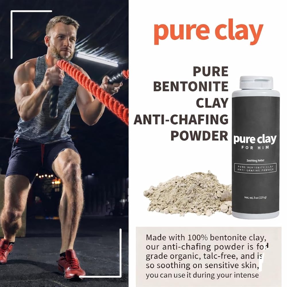 Pure Clay Talc Free Body Powder for Men, Calcium Bentonite - 8 oz - image 2