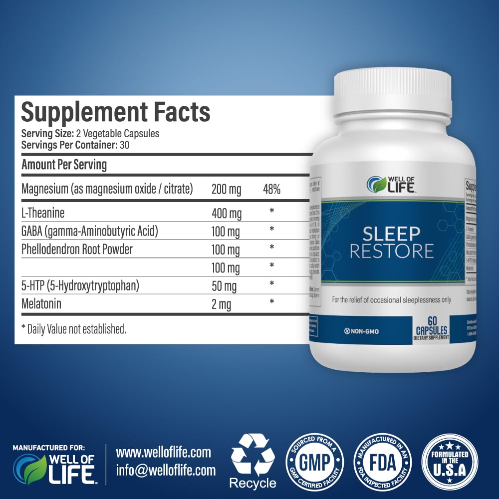 Well of Life Sleep Support Supplement with Melatonin - 60 Vegan Capsules - image 6