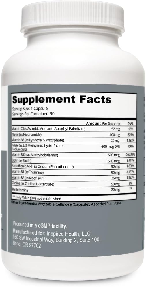 LUMINSPIRED HEALTH Vitamin B Complex with Vitamin C & Biotin - 90 Capsules - image 2