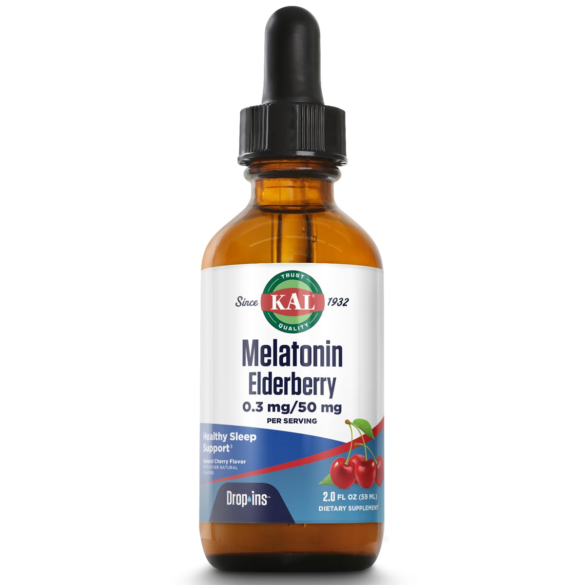 KAL Melatonin Elderberry DropIns Liquid Cherry - 2 Fl Oz