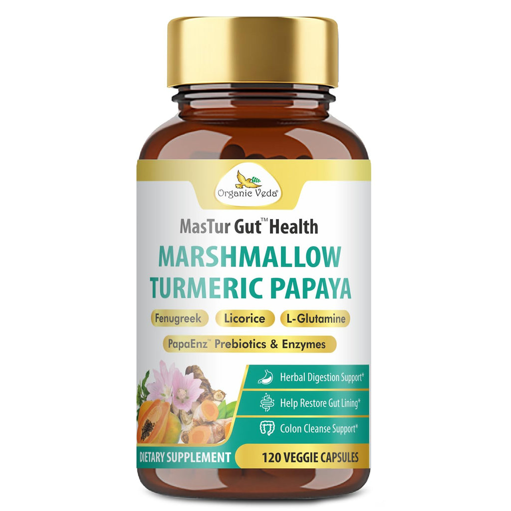 Organic Veda Marshmallow Turmeric MasTur Gut Health Supplement - 120 Capsules