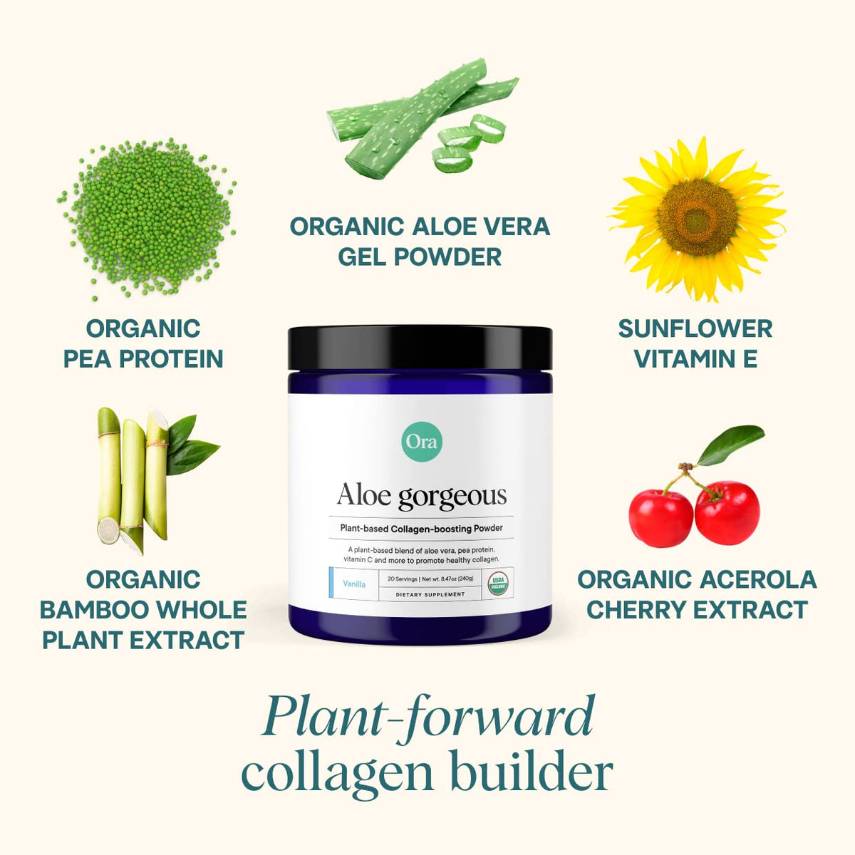Ora Organic Vegan Collagen-Boosting Powder - Hair, Skin & Nails - 20 Servings - image 2