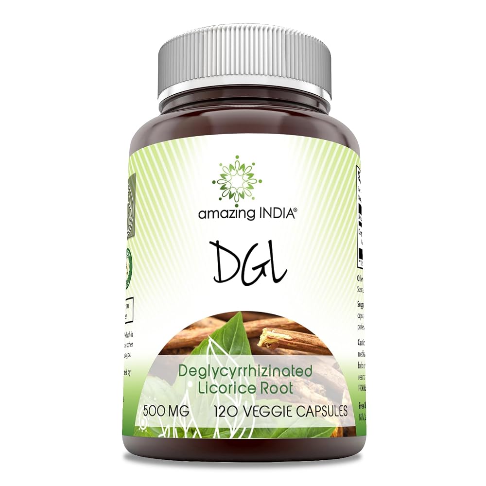 Amazing India DGL 500 mg Licorice Root - 120 Vegetarian Capsules
