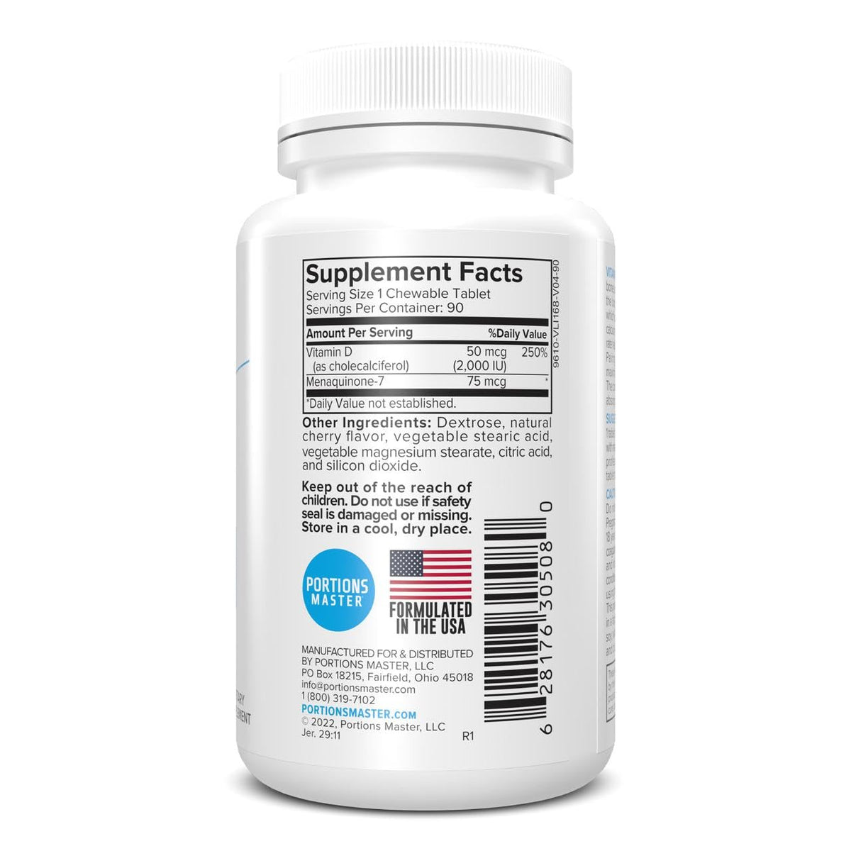 Portions Master Vitamin D3 5000 IU + K2 MK-7 Bone & Heart - 60 Capsules - image 2