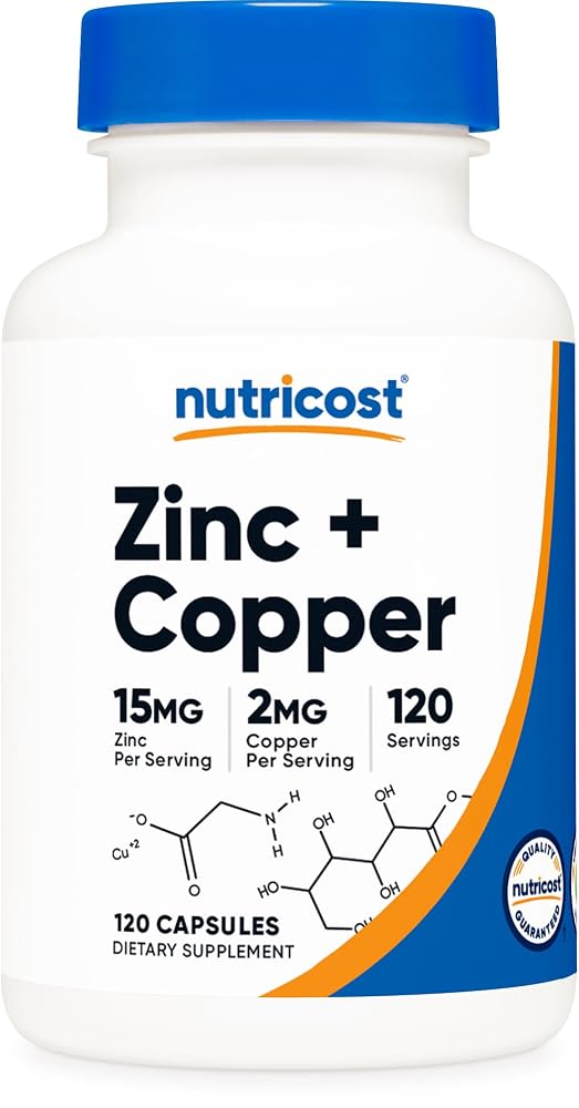 Nutricost Zinc + Copper Capsules - 120 Vegetarian Capsules