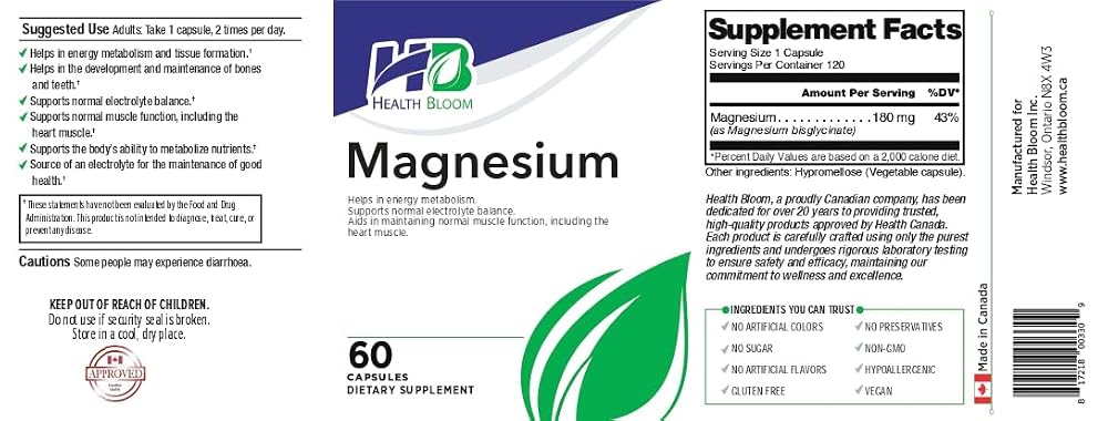 Health Bloom Magnesium - 60 Capsules - image 3