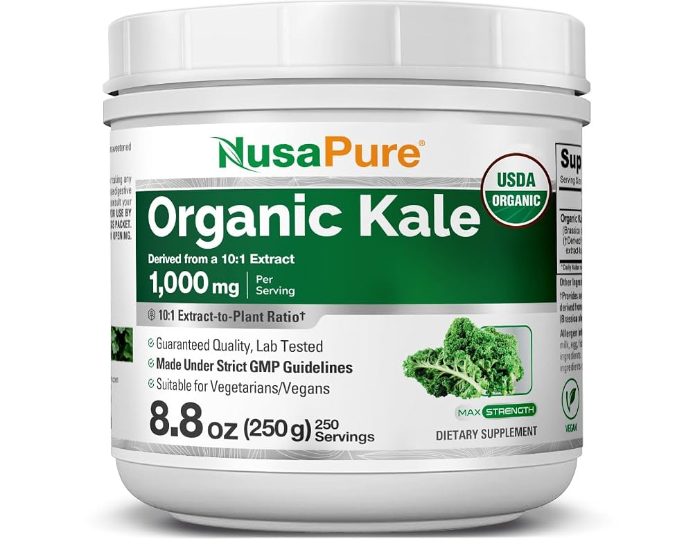 NusaPure Organic Kale Powder, Vegan - 250 Servings