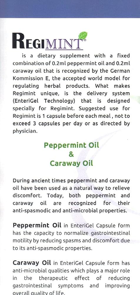 REGIMINT Peppermint Oil Plus Caraway Digestive Support - 180 Capsules - image 5