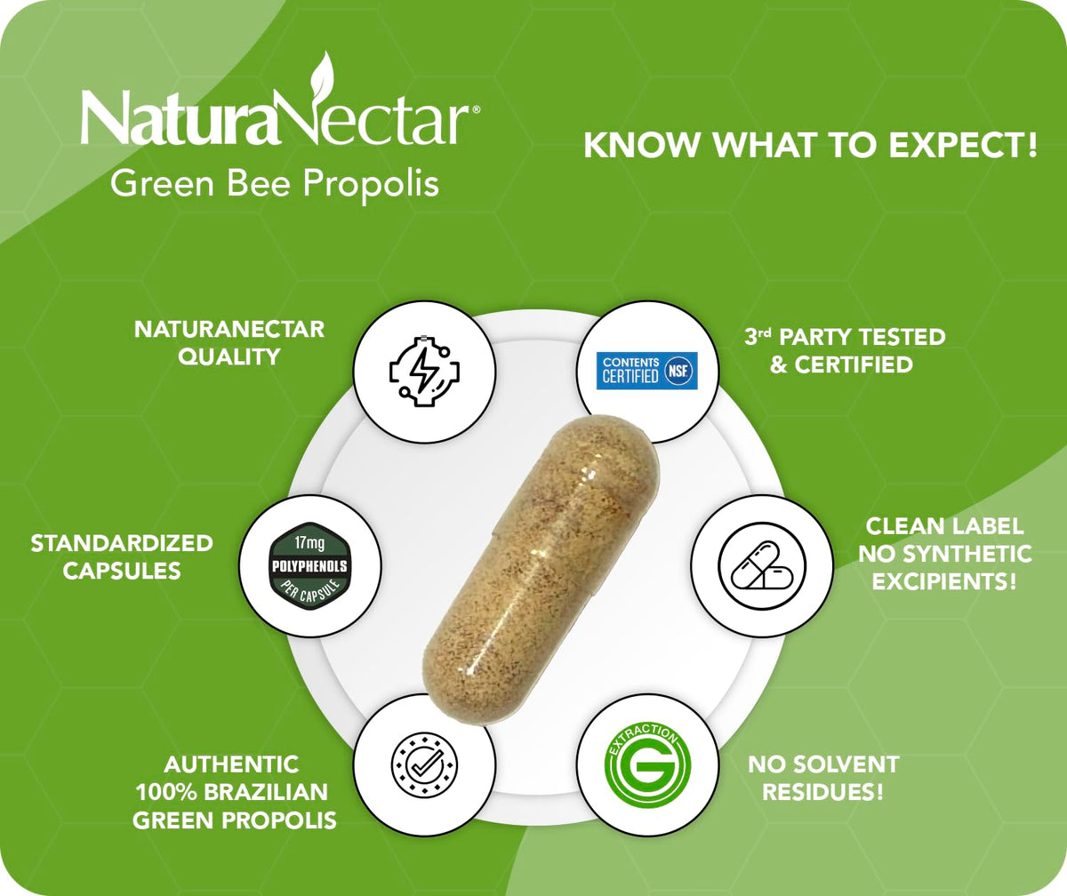 NaturaNectar Green Bee Propolis Capsules - 60 Capsules - image 3