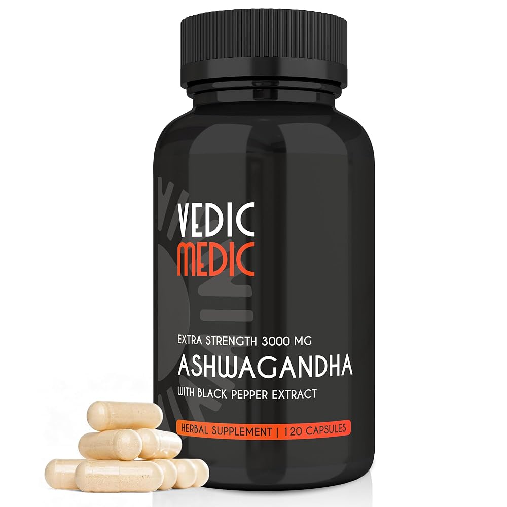 The Vedic Medic Organic Ashwagandha Capsules Extra Strength 3000mg