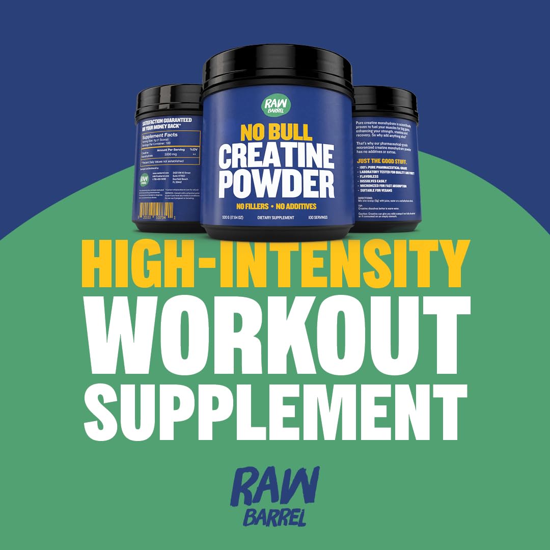 Raw Barrel Creatine Monohydrate Powder - 500g - image 2