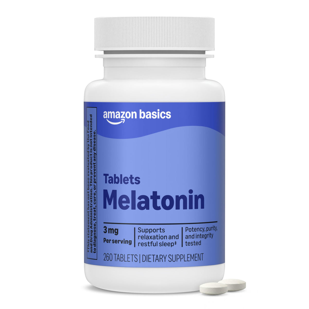 Amazon Basics Melatonin 3mg Sleep Support - 260 Tablets