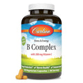 Carlson B Complex Balanced B Vitamins with Vitamin C - 180 Vegetarian Capsules