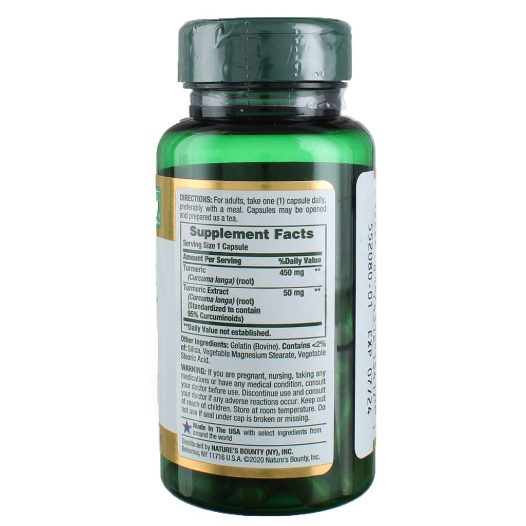Nature's Bounty Turmeric 450 mg Capsules - 180 Count - image 2