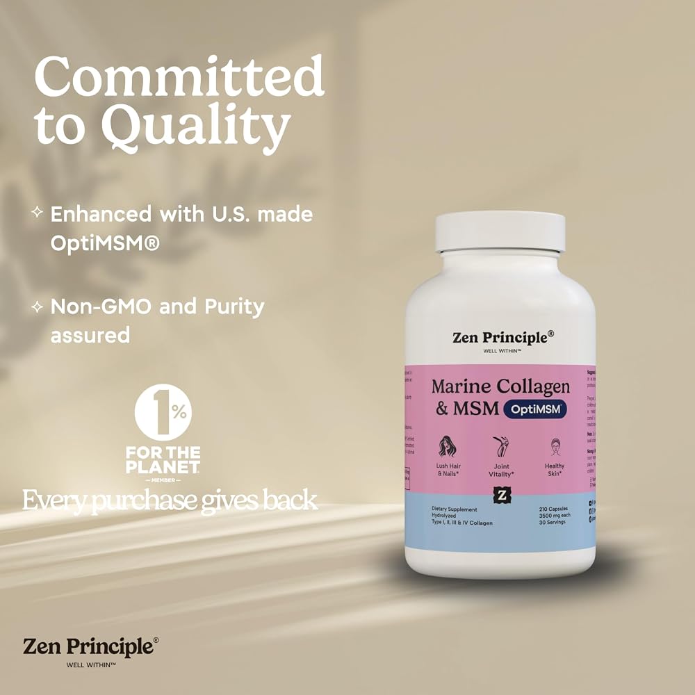 Zen Principle Marine Collagen Peptides Powder with OptiMSM Capsules.