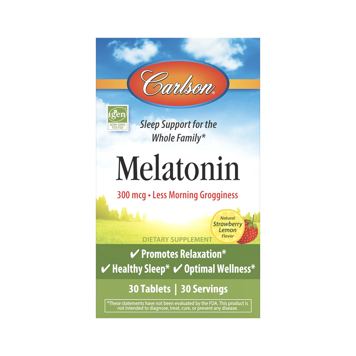 Carlson Melatonin 300 mcg Healthy Sleep - 30 Chewable Tablets
