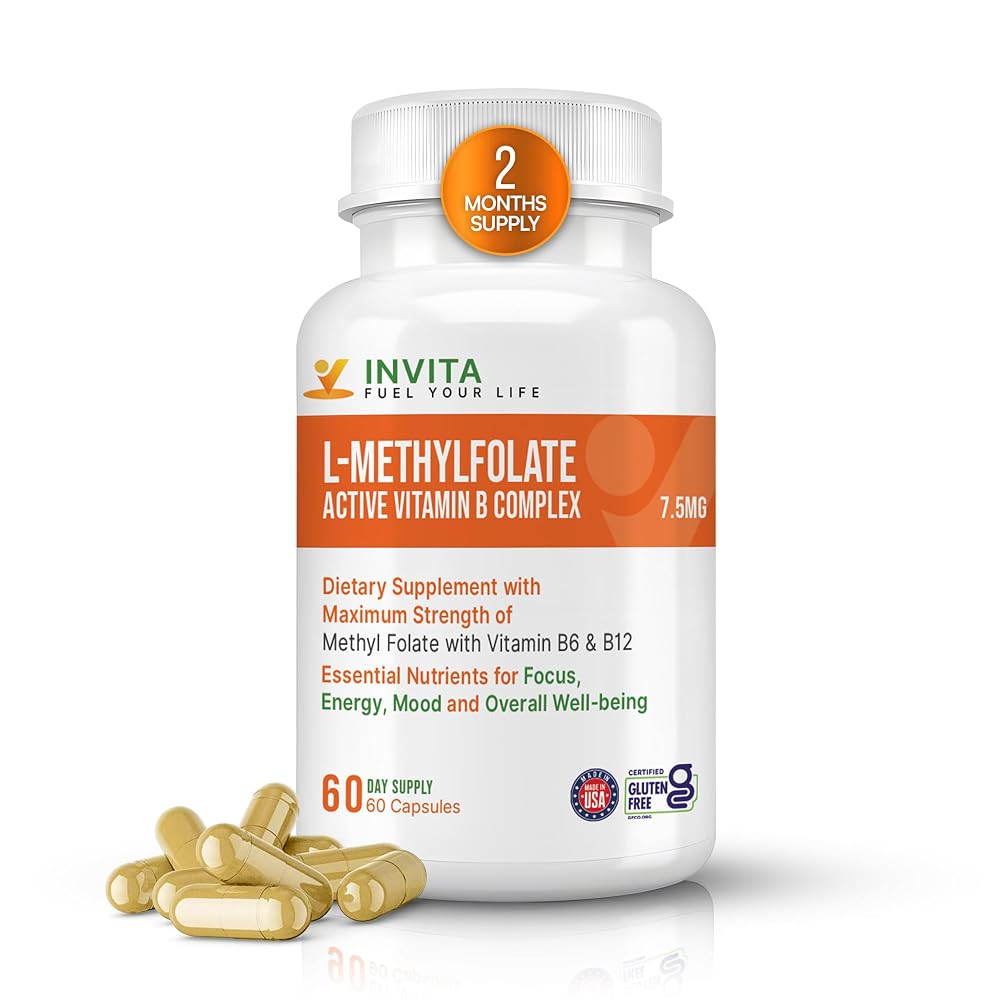 INVITA L-Methylfolate 7.5mg + B Complex - 60 Capsules