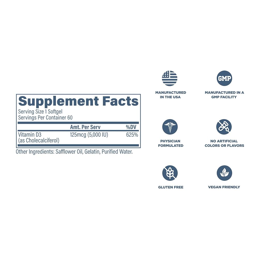 Revive MD Vitamin D3 5000 IU Immune Support - 60 Softgels - image 6