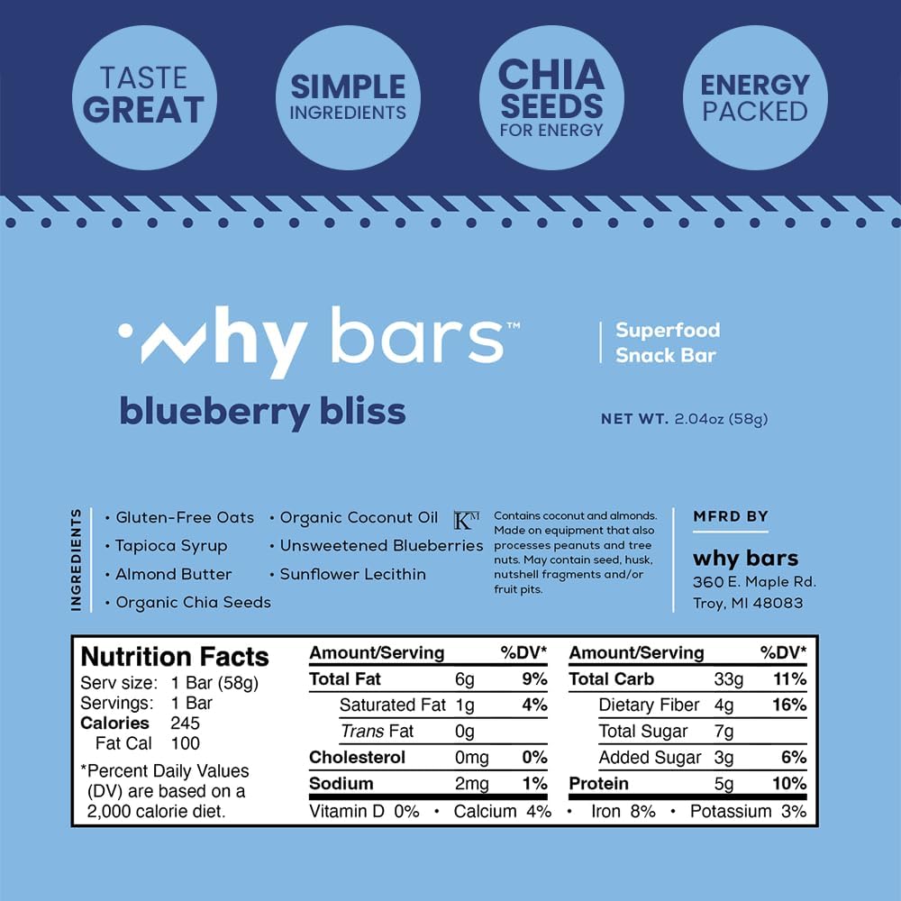Why Bars, Superfood Protein Bars, 2.04 Ounce Bars - Protein Bar