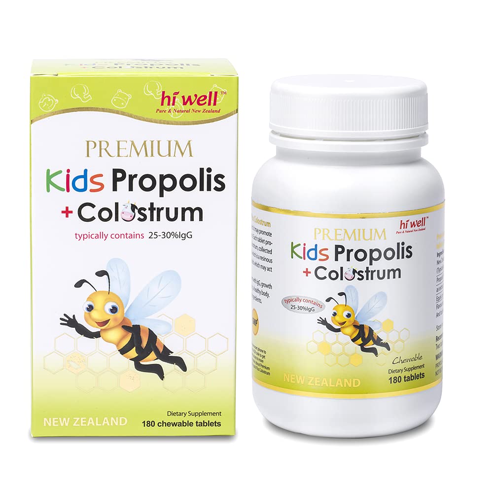 Hi Well Premium Kids Propolis + Colostrum Chewable Tablets - 180 Count