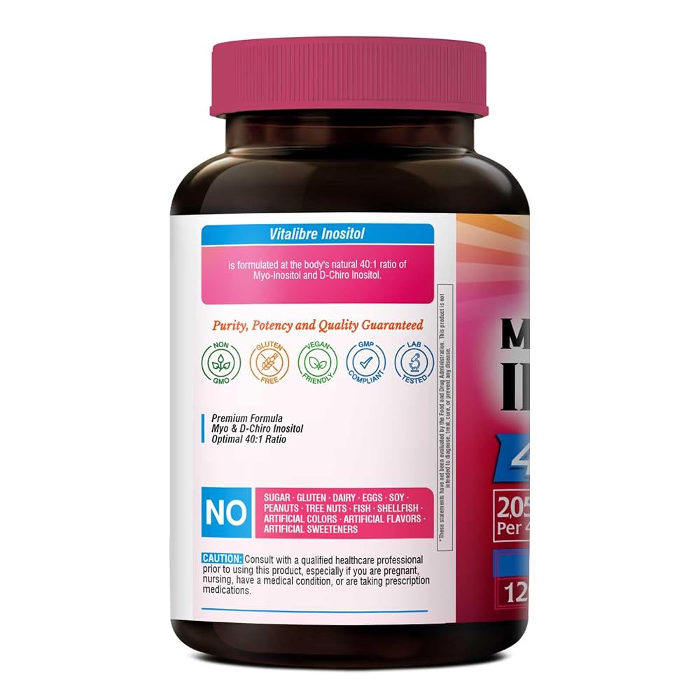Vitalibre Inositol Supplement Myo & D-Chiro 40:1 Ratio - 120 Capsules - image 9