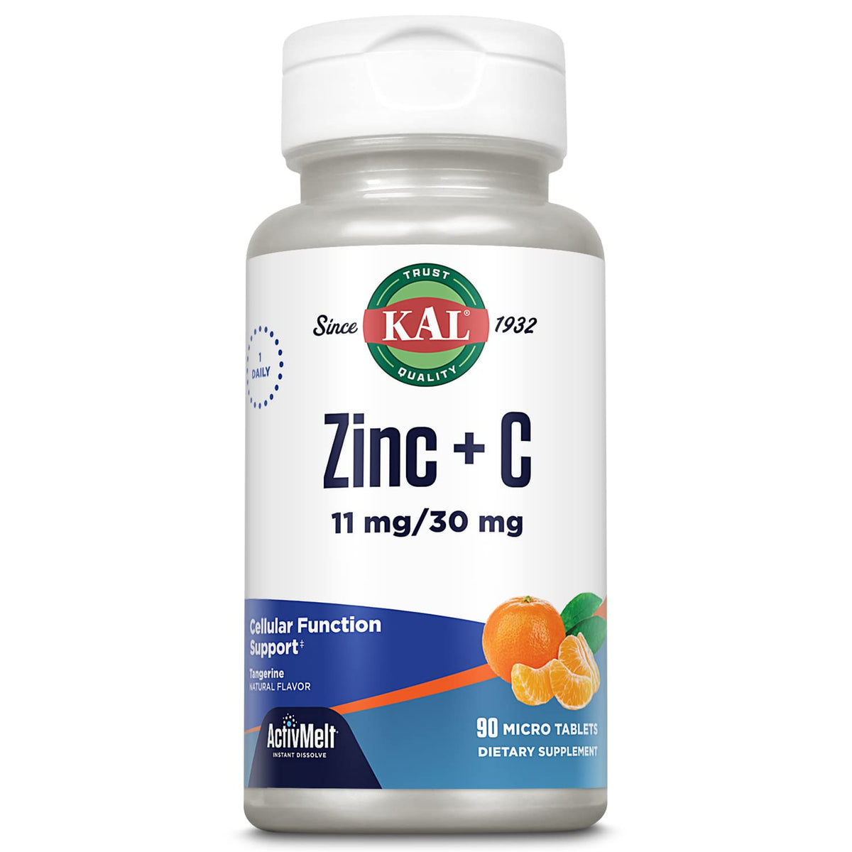 KAL Zinc Plus C Instant Dissolve Tangerine - 90 Tablets