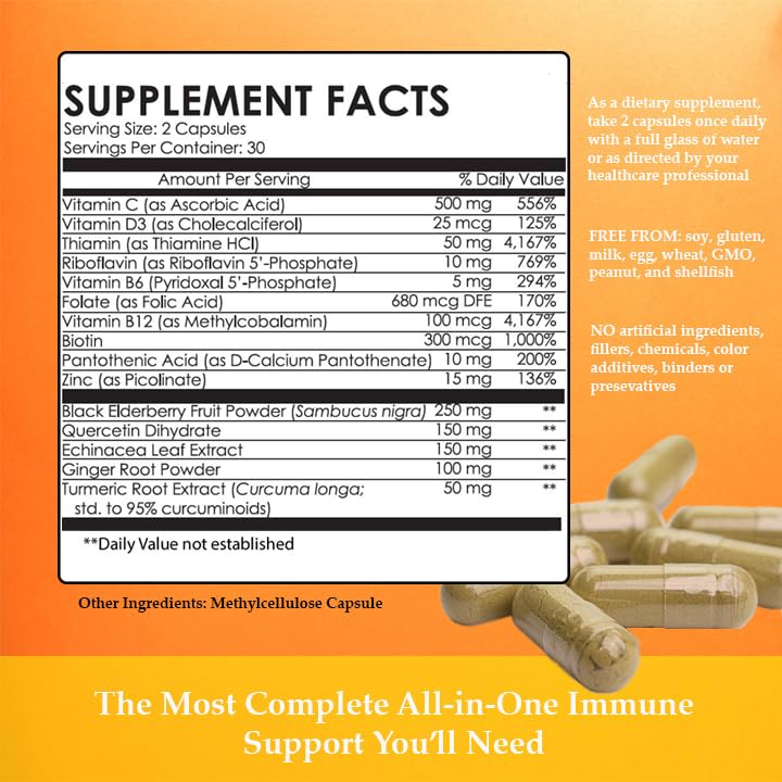 TotoNutrition Immunity Support Booster with Vitamin C, D, Zinc - 60 Capsules - image 5
