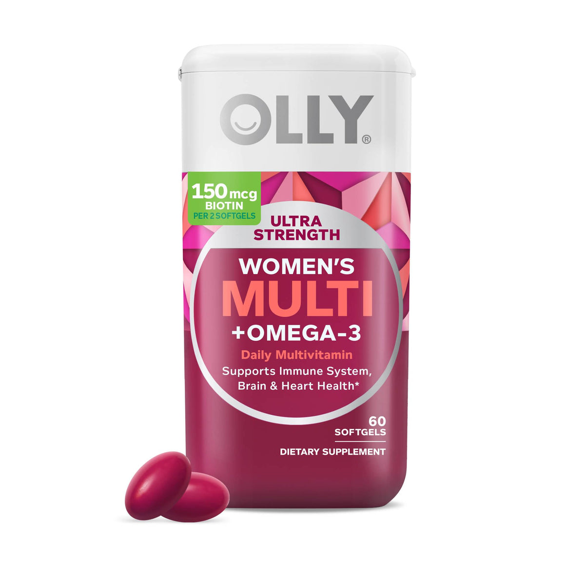 OLLY Ultra Strength Women's Multivitamin with Omega-3 - 60 Softgels