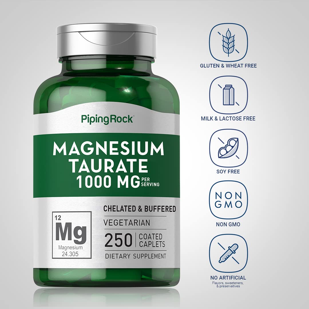 Piping Rock Magnesium Taurate 1000mg - 250 Caplets - image 3